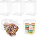 BENECREAT 10pcs Clear Favor Box 4x4x6 Inches Plastic Gift Packing Box for Candy Choclate and Dessert, Baby Shower Party Treats, Valentine Festival Gift Packaging