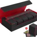 Premium Trading Card Storage Case TCG Deck Box Holds 1800+ Sleeved Cards for MTG, YuGiOh, Uno, Sport with Strong Magnet Closure (Black & Red)