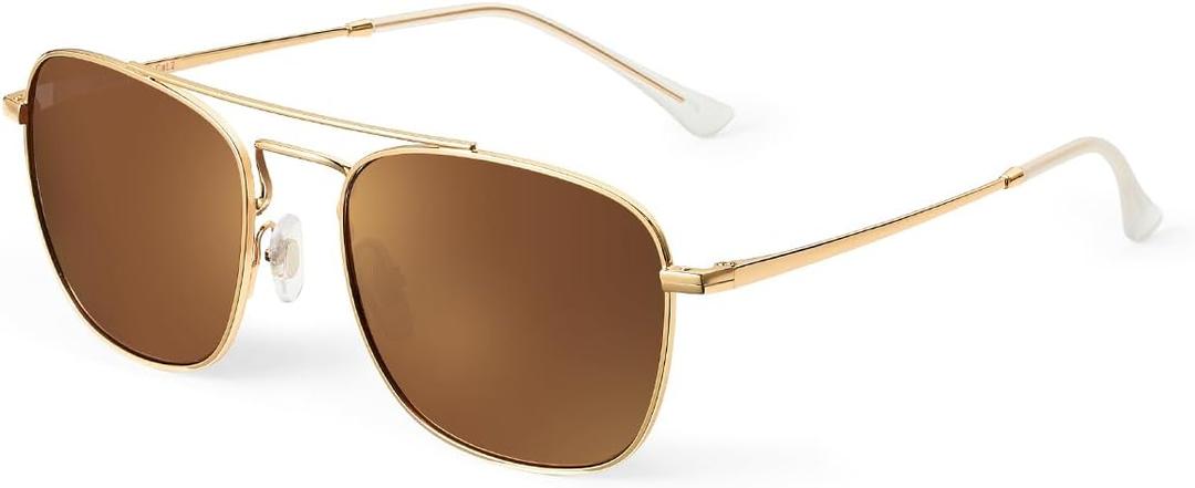 JIM HALO Retro Square Aviator Sunglasses Premium Glass Lens Flat Metal Eyewear Men Women