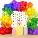 RUBFAC 189pcs Rainbow Balloon Garland Arch Kit, 7 Assorted Colors 5/12/18 Inch Latex Balloons for Birthday Party Baby Shower Wedding Anniversary Decoration