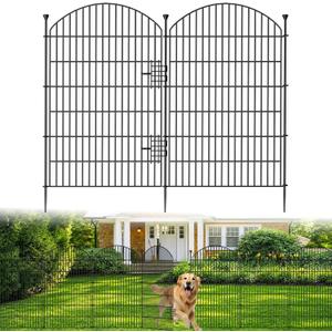 12 Pack No Dig Decorative Garden Fence Panels with Gate, 40in(H) x 29ft(L), Dog Fence Outdoor for Yard, Rustproof Metal Animal Barrier for Rabbits & Flowers, Temporary Fencing for Patio, RV