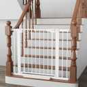 Cumbor 29.7-40.6" Baby Gate for Stairs, Mom's Choice Awards Winner-Dog Gate for Doorways, Pressure Mounted Auto-Close Pet Gates for Dogs Indoor, Safety Child Gate with Easy Walk Thru Door, White