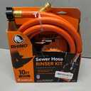 Camco RhinoFlex 10-Ft RV Clean-Out Gray/Black Water Hose with Rinser Cap | Features 4-Way Water Pressure Blaster & Water Shut-off Valve | Great for Cleaning Camper Black Water Tanks & More (22999) (One Size)
