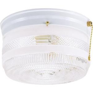 Westinghouse 6734500 Two-Light Flush-Mount Interior Ceiling Fixture with Pull Chain, White Finish with White and Clear Glass