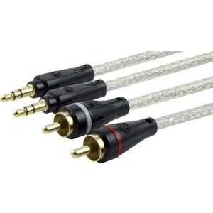 GE Pro4Ft. 2-RCA to 3.5mm Cable, Ultra HD Playback, 3.5mm Extension Cable with 2-Male Gold-Plated Connectors, 2-Male RCA Connectors to 1-Female 3.5mm Connector, Color-Coded RCA Plugs, Silver, 34497