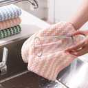 2 x Kitchen Dish Cleaning Cloth, 3-Pack Coral Fleece Absorbent Hand Towels with Pineapple Pattern, Small Square Hanging Dishcloth for Sink and Counter