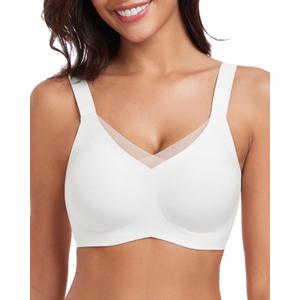 WOWENY Wireless Bras for Women No Underwire Push Up Bra Comfort Seamless Full Coverage Bralettes with Support Everyday Bra (White, S)