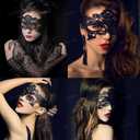 5 x Black Lace Eye Masquerade Mask for Women Halloween Party Cosplay Decoration Costume Accessories, Women's Prom Mask Disguise for Mardi Gras Party (Steady)