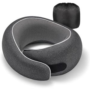 Travel Pillow, 100% Pure Memory Foam Neck Pillow for Airplanes, Comfortable Breathable Cover, Travel Essentials for Plane, Car, Train and Home, Black