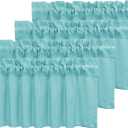 4 Panel Blackout Curtains for Kitchen & Living Room, 52" x 18" Aqua Rod Pocket Curtains for Small Windows, Thermal Insulated