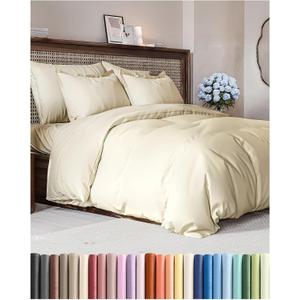 Duvet Cover King Size Set - Extra Soft King Duvet Cover 104" x 90" with 2 Pillow Shams - Hotel Luxury, Easy Care & Fade Free w/ Zipper Closures & Ties - All Season, Comfy and Breathable (Off White)