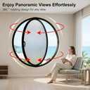 23.6IN Rotating Round Windows with Tempered Glass, 360° Rotating Sliding Windows with Handle for Bathroom/Kitchen/Bedroom/Living Replacement Indoor Ventilated Windows Decorate (Black)