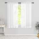Semi Voile White Sheer Small Curtains 45 Inches Long 2 Panels Rod Pocket Window Treatment for Living Room Bedroom Dining Room(White 42" W x 45" L)
