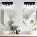 5-Light LED Vanity Light Fixture in Black - Modern Bathroom Lighting, Over Mirror Illumination | Multicolor Temperature 3000K-6000K | Stylish Bathroom Decor & Energy-Saving 25W Vanity Lighting