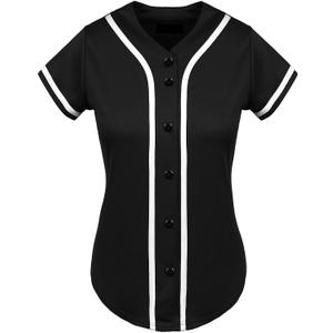 Womens Baseball Jersey Blank Button Down Softball Jersey Hip Hop Hipster Short Sleeve Sports Uniform