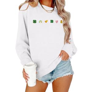 St Patricks Day Sweatshirt Women Shamrock Embroidery Sweatshirts St Patricks Day Shirt Casual Lucky Patch Pullover Tops, XL