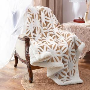 LOMAO Sherpa Fleece Blanket for Mom Cozy Soft Throw Blanket for Women Men Easter Gifts Dual Sided Couch Sofa Bed Blanket (Khaki, 51"x63")