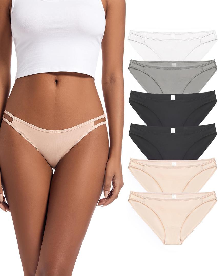 Jo & Bette String Bikini Underwear for Women - Bikini Panties - Cotton Underwear Tango Hipster Soft Sexy 6 Pack (5, Neutrals)