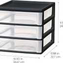 IRIS USA Plastic Stacking Desk Top 3-Drawer Storage Organizer, 2-Pack, for Makeup Vanity Nail Polish Bathroom Stationery Art Craft Supplies Kitchen Office Garage and Small Organization, Medium, Black