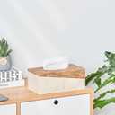 Rectangular Natural Travertine and Rustic Wood Textures Tissue Box Cover for Bathroom,Livingroom,Bedroom, Hand-Made Resin Wood Inlaid Travertine Tissue Box Holder,10 x 5.7 x 4.5 in