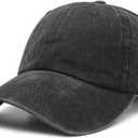 Oversized Baseball Hats for Men Big Heads, Adjustable Washed Cotton XL Plain Baseball Cap (Black)
