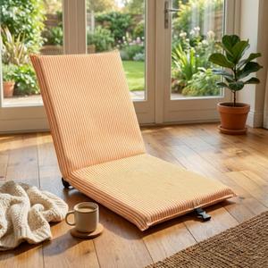 Karenhi Folding Floor Chair with Back Support Adjustable Floor Chair Portable Ground Seating for Adults Padded Sleeper Bed Couch Recliner Gaming Meditation Living Room(Orange), 18.11 x 17.72 x 4.92 inches