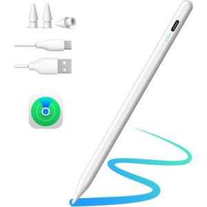 MEKO iPad Pencil Find My, Stylus Pen for iPad with Easy Shortcuts Compatible with 2018-2025 Apple iPad A16/10/9/8 & Air 13/11 & Pro 12.9/13/11 & Mini 7/6/5, Anti-Lost & Fast Charging 10H Battery