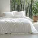 Bedsure Pure White Duvet Cover King Size - Rayon Derived from Bamboo Cooling Duvet Cover Set, 3-Piece Set with Zipper Closure (104"x90") and 2 Pillow Shams, Comforter Not Included