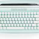 YUNZII ACTTO B303 Wireless Typewriter Keyboard, Bluetooth Connection, Cute Retro Aesthetic Design with Integrated Stand for Tablet, Phone, PC and Win/Mac/Android (B303, Sweet Mint)