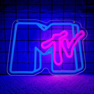 Music Neon Sign for Wall Decor Dimmable Music Neon Light Up Sign for Man Cave Neon Lights for Bedroom Led Neon Sign Suitable for Record Studio Bar Nightclub Party Concert Venue Size 13.77*9.64(P004) (Blue+Red)