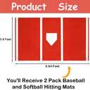 2 Pack Baseball Hitting Mat, 9.8' x 3.8' Heavy Duty Baseball Home Plate Batting Mat with Non-Slip Bottom, Batters Box Crystal Velvet Mat for Softball Slide Training, Pitching Mat