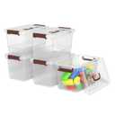 Krihan 7-Quart Clear Plastic Storage Bins with Lids, 5-Pack Durable Stackable Organization Container with Lock Buckle and Handle