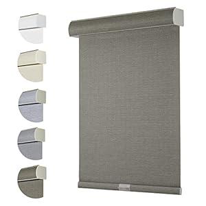 Persilux Free-Stop Cordless 100% Blackout Roller Blinds for Window Shades with Texture Fabric Anti-UV Thermal Insulated Privacy Roller Shades for Windows Blinds for Home (71" W x 72" H, Earth Brown)