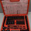 3/8" Drive Impact Socket Set, 49 Piece Standard SAE (5/16 to 3/4 inch) and Metric (8-22mm) 6 Point, with Adjustable Ratchet Handle, Extension Bars, Impact Universal Joint, Adapter, Cr-V Steel