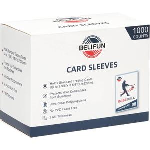 1000ct Soft Trading Card Sleeves - Clear Penny Sleeves, Toploaders for Trading Cards, Card Protector Sleeves for Standard Cards, Baseball Cards, Sports Cards, Game Cards, MTG, Football Cards