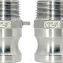 2PCS Stainless Steel 1" Type F Cam and Groove Hose Fitting, Type F cam groove hose fitting,Male Camlock Adapter x Male NPT 316 stainless steel(1")