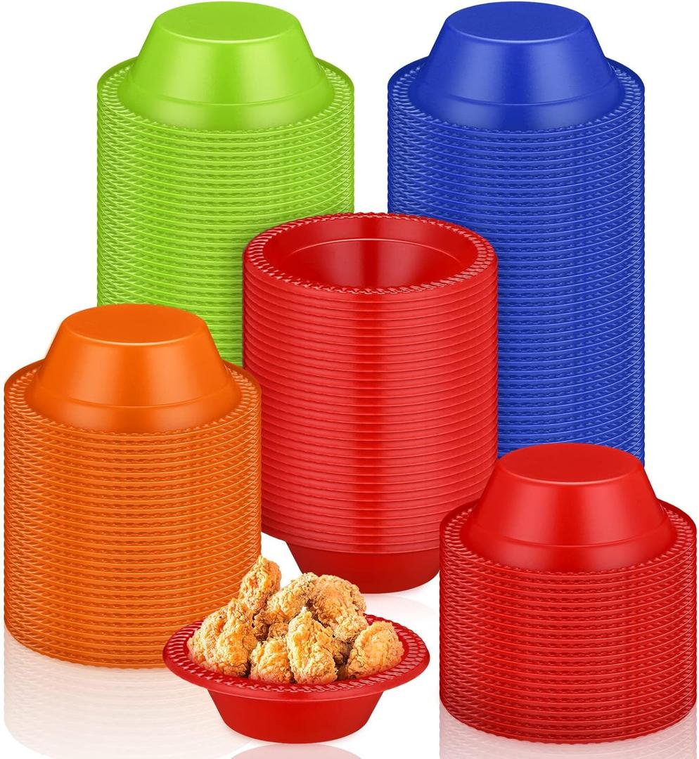 Lallisa 160 Pcs 12oz Multicolor Disposable Plastic Bowls Dessert Cups Ice Cream Snack Salad Soup Food Serving Bowls for Summer Party Favor Picnic