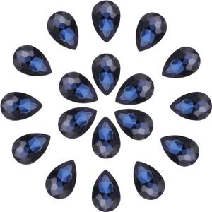 MECCANIXITY 20Pcs 20 x 30mm Teardrop Rhinestones Glass Pointed Back Rhinestone Beads Gems for Jewelry Making Costume Crystal Embellishments Crafts,Dark Blue