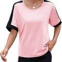 CiCiBird Women Casual 2 Pieces Outfits Summer Matching Lounge Set Comfy Sweatsuit Jogger Sets Short Sleeve Top and Shorts with Pockets Pink XL