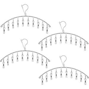 4 Pack Stainless Steel Laundry Drying Rack Clothes Hanger with 10 Clips