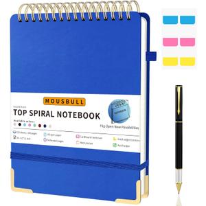Mousbull Top Spiral Notebook, A4 Hardcover Top Bound Steno Pads, 240 Pages 100gsm College Ruled Left Handed Notebook Journal for Work, School, Meeting Writing - Navy Blue, 8.5" x 11"