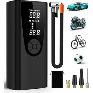 Tire Inflator Portable Air Compressor-180PSI Air Pump for Car Tires-20000mAh Electric Tire Pump-Car Tire Air Pump with Tire Pressure Gauge-Portable Tire Inflator for Car,Motorcycle,Bike,Ball (Black)