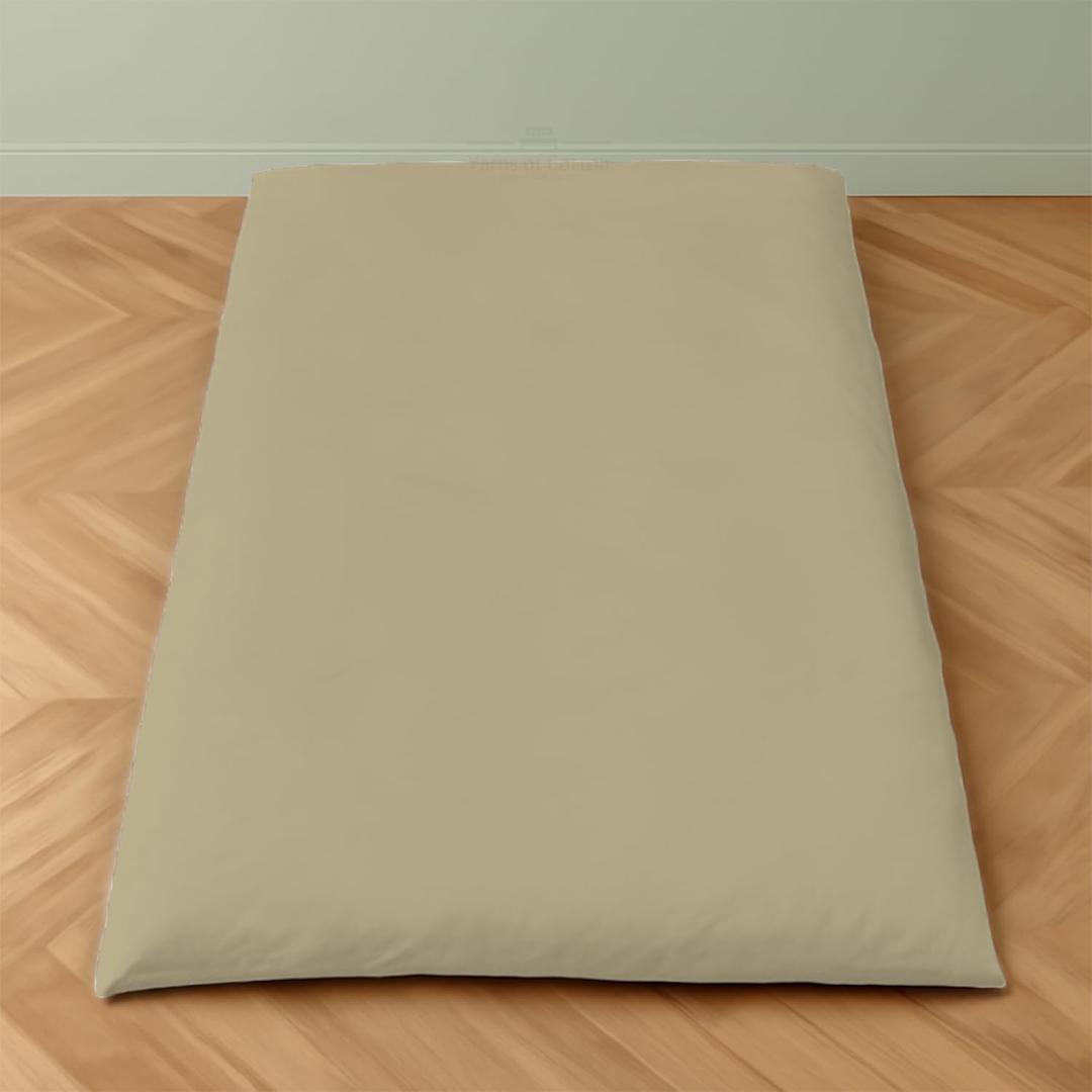 Queen Size Japanese Zippered Futon Covers - 100% Egyptian Cotton - Floor Mattress Cover for Traditional Japanese - Super Soft Couch Slipcovers Floor Mats Sofa Protector, Beige