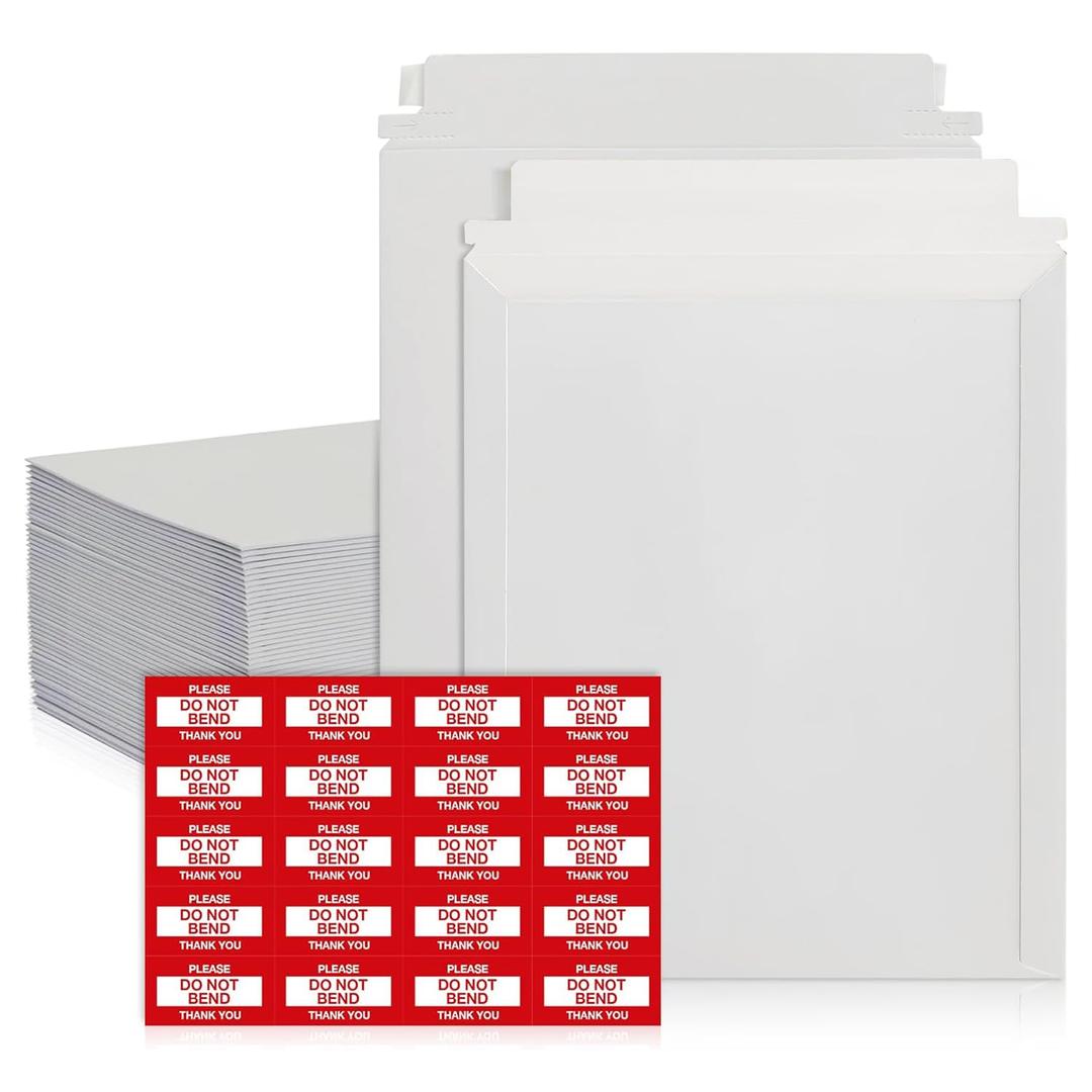 Rigid Mailers 12.75x15 Inches Pack of 100 – Self Adhesive White Magazine Mailers – Used as Mailing Supplies for Mailing Documents, Photos, CDs, Magazines and Literature