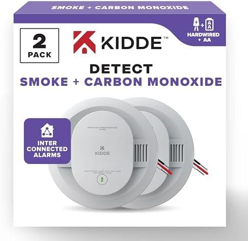Kidde Hardwired Smoke & Carbon Monoxide Detector, AA Battery Backup Smoke Alarm, Interconnectable, LED Warning Light Indicators, 2 Pack