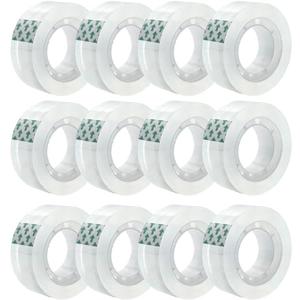 12 Rolls Transparent Tape Refills Rolls, Clear Tape, 1 in Core, 3/4 x 1000 in, Gift Packaging Tape Refill Roll for Office, Home, School