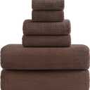 YTYC 29x59 Inch Extra Large Bath Towels Set of 6 Quick Dry Super Soft Microfiber Towels for Bathroom 80% Polyester (Brown,6 Piece)
