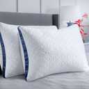 Pillows Standard Size Set of 2 Cooling Hotel Luxury Bed Pillows for Sleeping 2 Pack, Supportive Breathable Down Alternative Gusset Standard Pillow for Back Stomach or Side Sleepers (Standard (Pack of 2), Sapphire Blue)