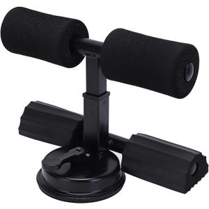 Black Sit Up Bar for Home Workouts - Abs Exercise Equipment with Foot Holder & Suction Cup Anchor 