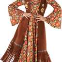 Morph Hippie Costume Women 70s Hippie Dress Outfits 60s Costumes Retro Boho Style Festival Wear for Women, Small